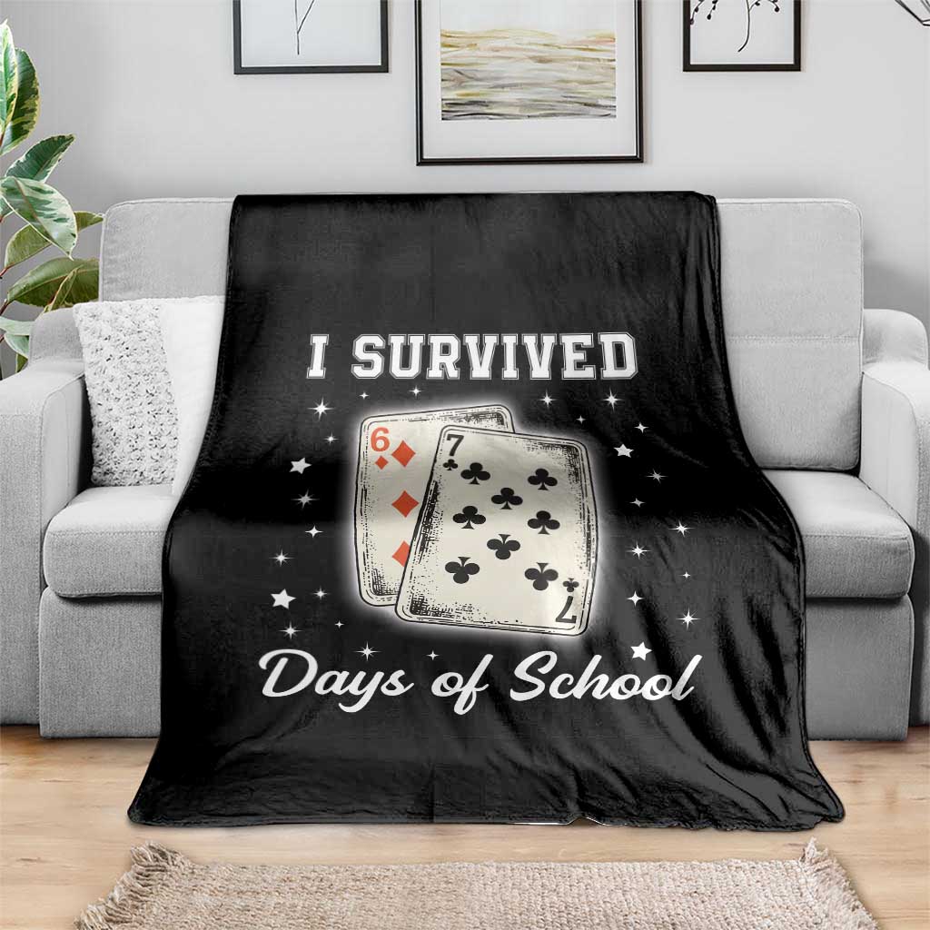 I Survived 67 Days Of School Throw Blanket Playing Cards Meme - Wonder Print Shop