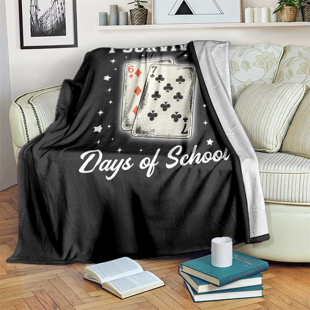 I Survived 67 Days Of School Throw Blanket Playing Cards Meme - Wonder Print Shop