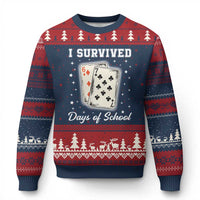 I Survived 67 Days Of School Ugly Christmas Sweater Playing Cards Meme - Wonder Print Shop