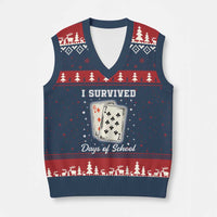 I Survived 67 Days Of School V-Neck Knit Sweater Vest Playing Cards Meme - Wonder Print Shop