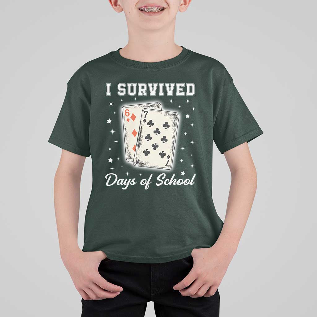 I Survived 67 Days Of School T Shirt For Kid Playing Cards Meme - Wonder Print Shop