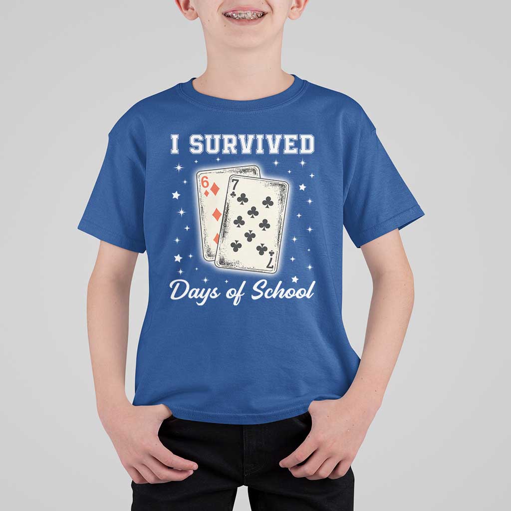 I Survived 67 Days Of School T Shirt For Kid Playing Cards Meme - Wonder Print Shop