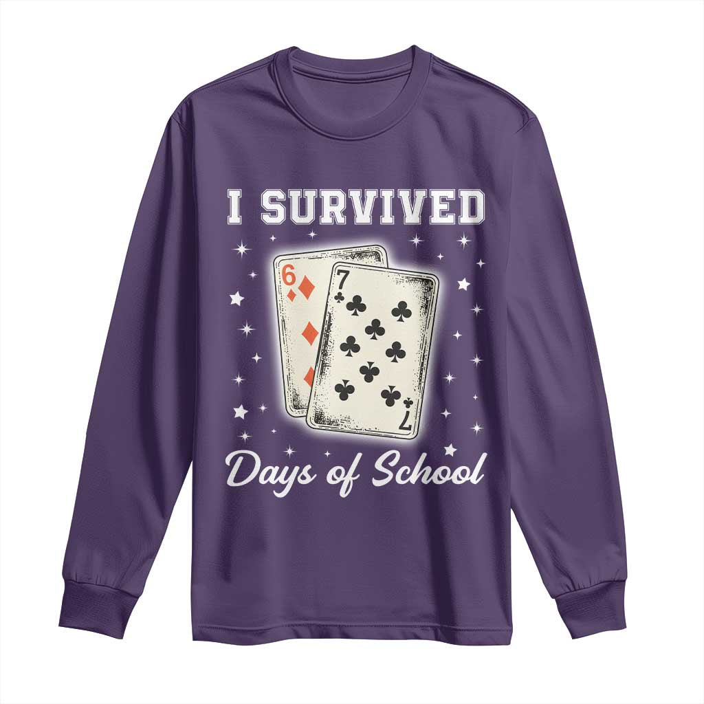 I Survived 67 Days Of School Long Sleeve Shirt Playing Cards Meme - Wonder Print Shop