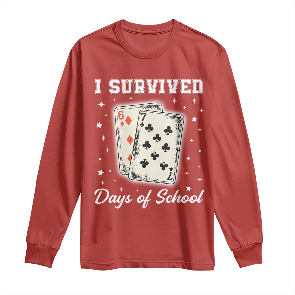 I Survived 67 Days Of School Long Sleeve Shirt Playing Cards Meme - Wonder Print Shop