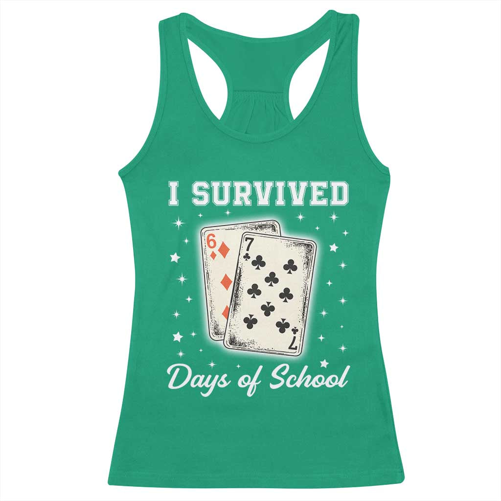 I Survived 67 Days Of School Racerback Tank Top Playing Cards Meme - Wonder Print Shop
