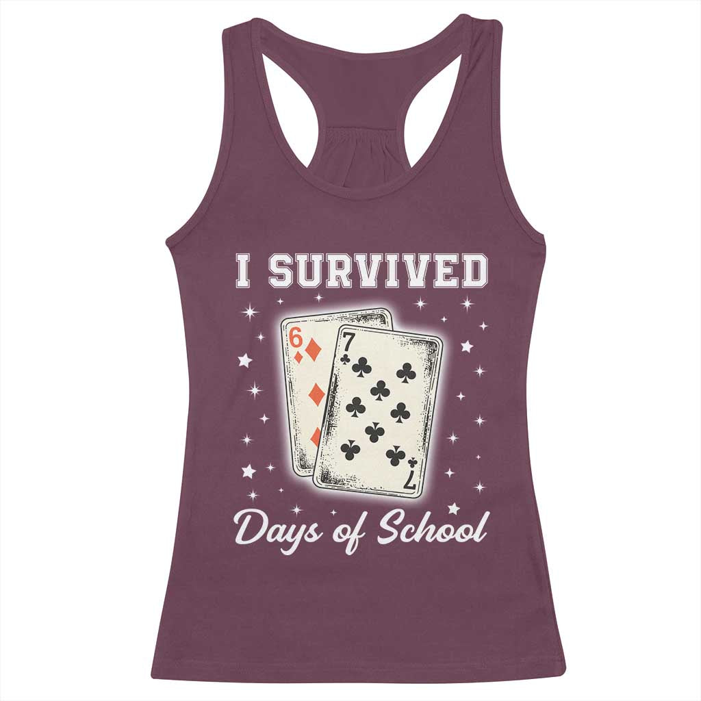 I Survived 67 Days Of School Racerback Tank Top Playing Cards Meme - Wonder Print Shop