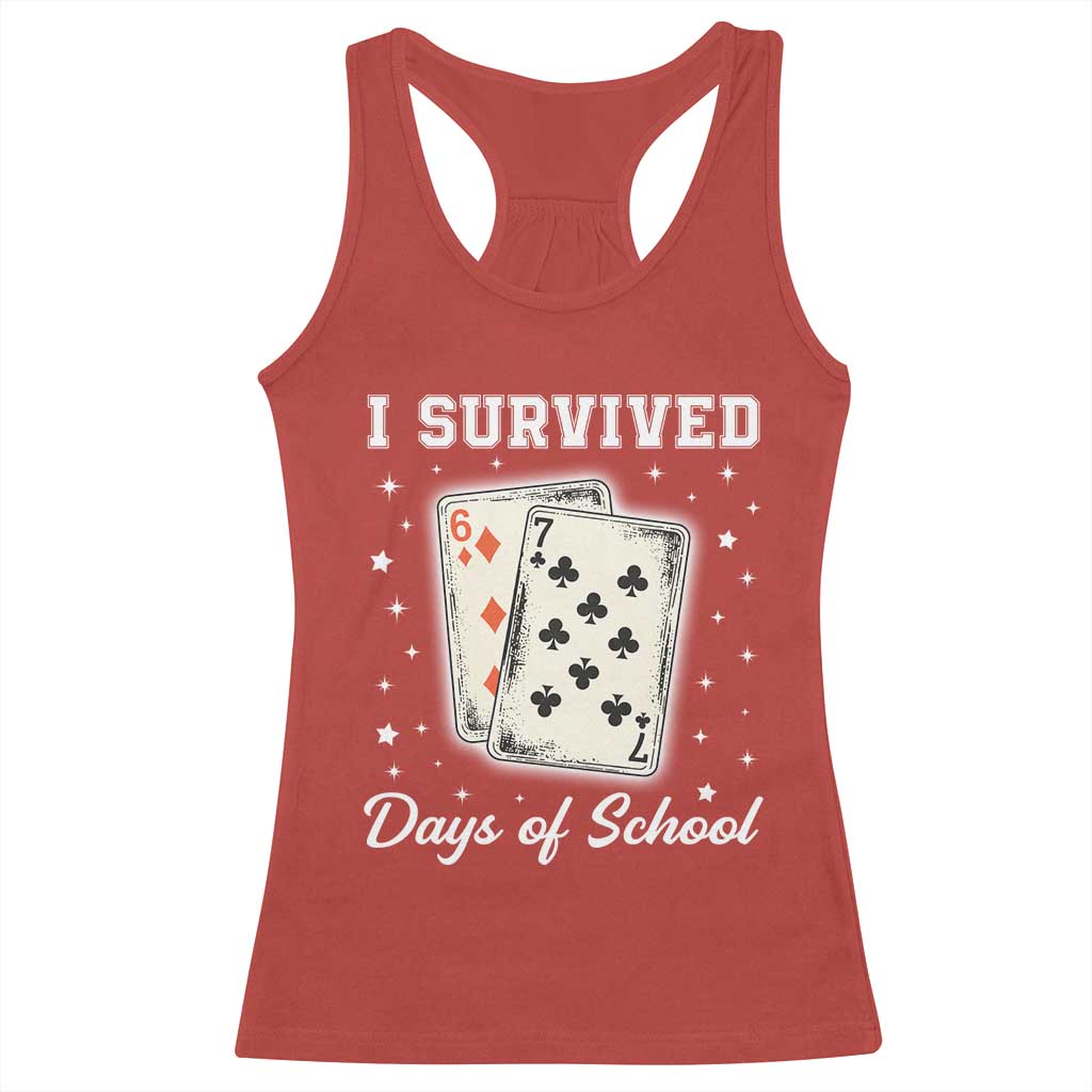 I Survived 67 Days Of School Racerback Tank Top Playing Cards Meme - Wonder Print Shop