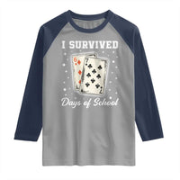 I Survived 67 Days Of School Raglan Shirt Playing Cards Meme - Wonder Print Shop