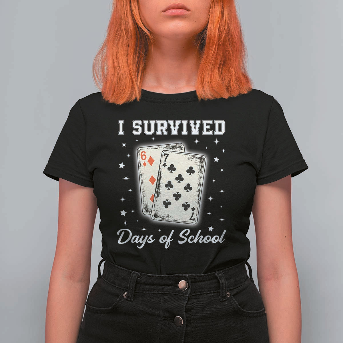 I Survived 67 Days Of School T Shirt For Women Playing Cards Meme - Wonder Print Shop