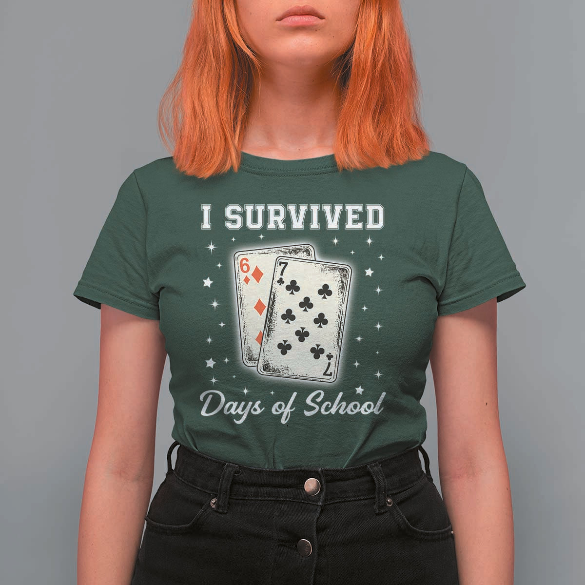 I Survived 67 Days Of School T Shirt For Women Playing Cards Meme - Wonder Print Shop