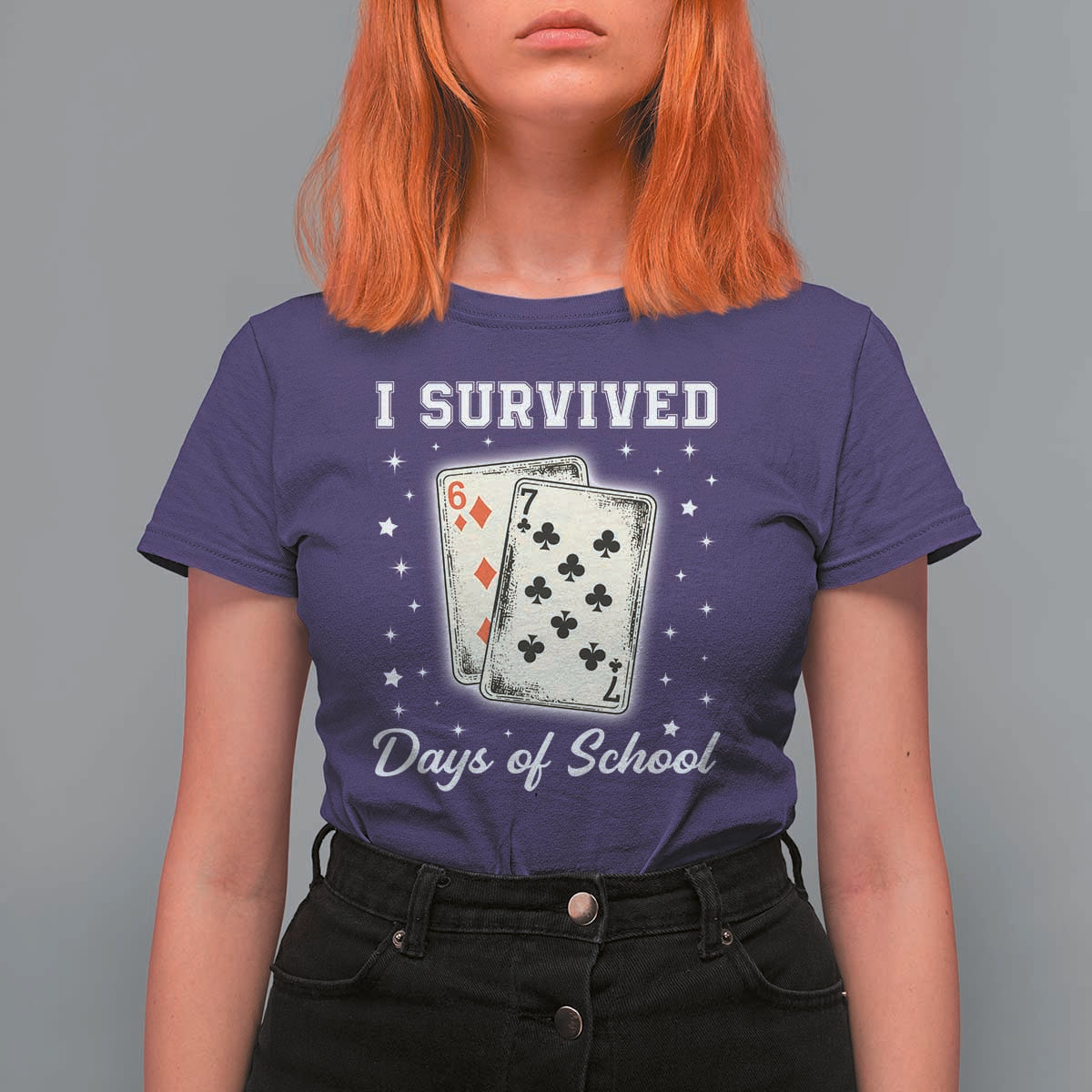 I Survived 67 Days Of School T Shirt For Women Playing Cards Meme - Wonder Print Shop