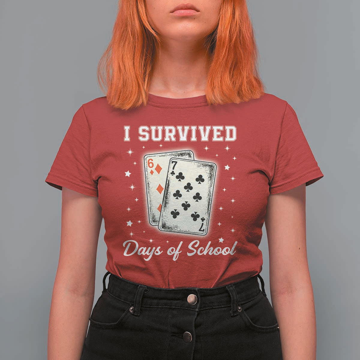 I Survived 67 Days Of School T Shirt For Women Playing Cards Meme - Wonder Print Shop