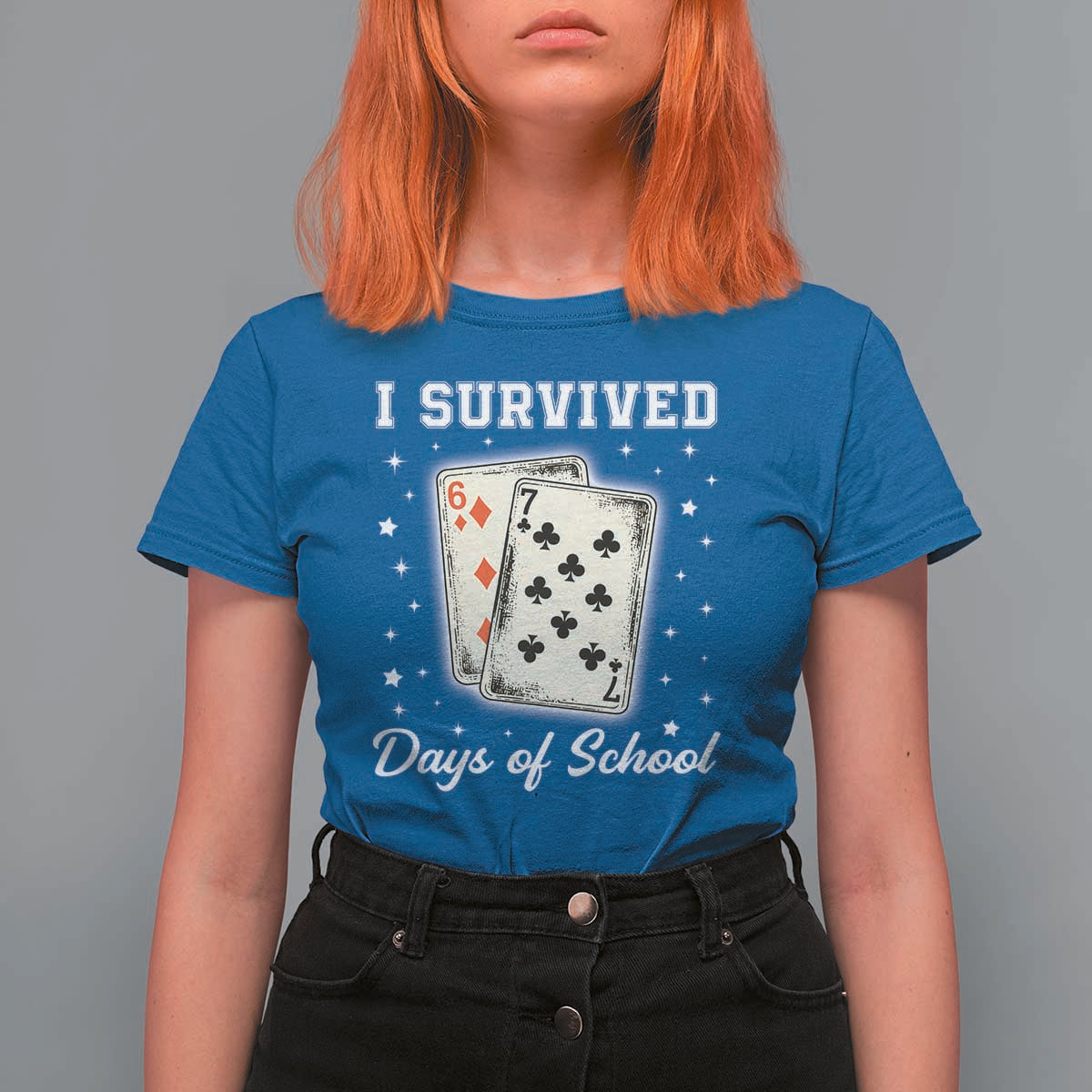 I Survived 67 Days Of School T Shirt For Women Playing Cards Meme - Wonder Print Shop