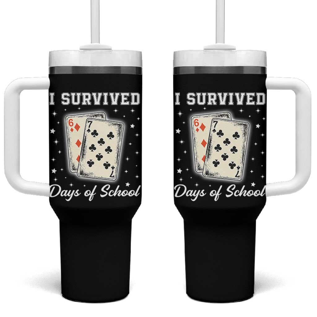 I Survived 67 Days Of School Tumbler With Handle Playing Cards Meme - Wonder Print Shop