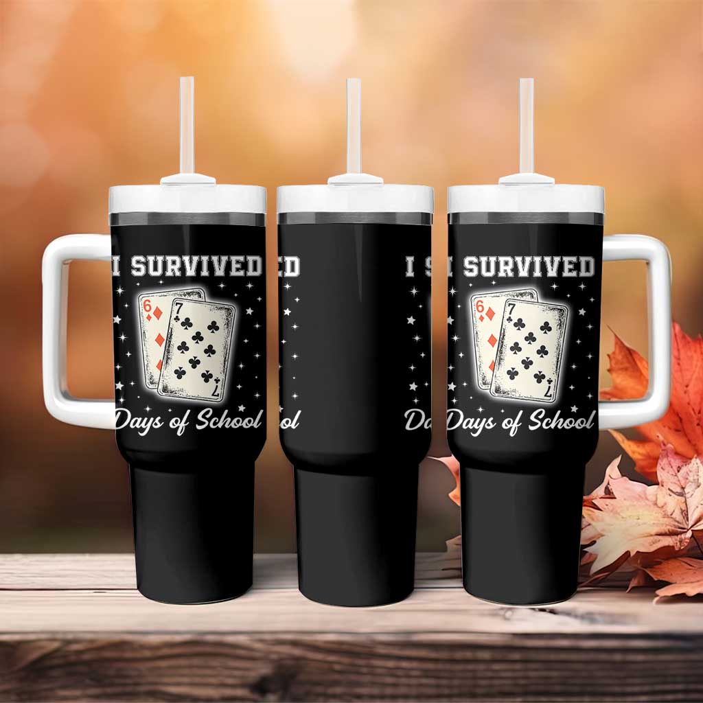 I Survived 67 Days Of School Tumbler With Handle Playing Cards Meme - Wonder Print Shop