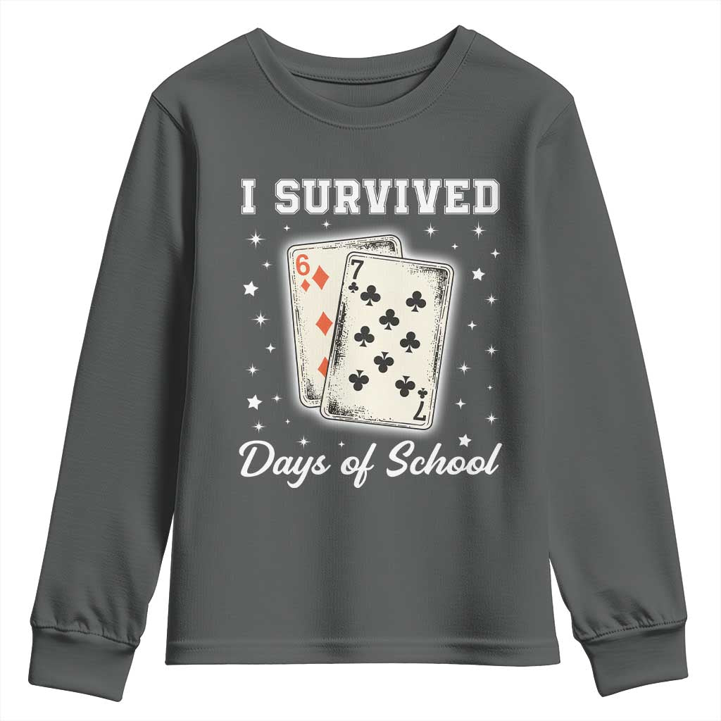 I Survived 67 Days Of School Youth Sweatshirt Playing Cards Meme - Wonder Print Shop