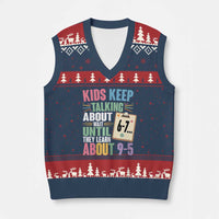 67 Six Seven Meme V-Neck Knit Sweater Vest Kids Keep Talking About 6-7 Wait Until They Learn 9-5 - Wonder Print Shop