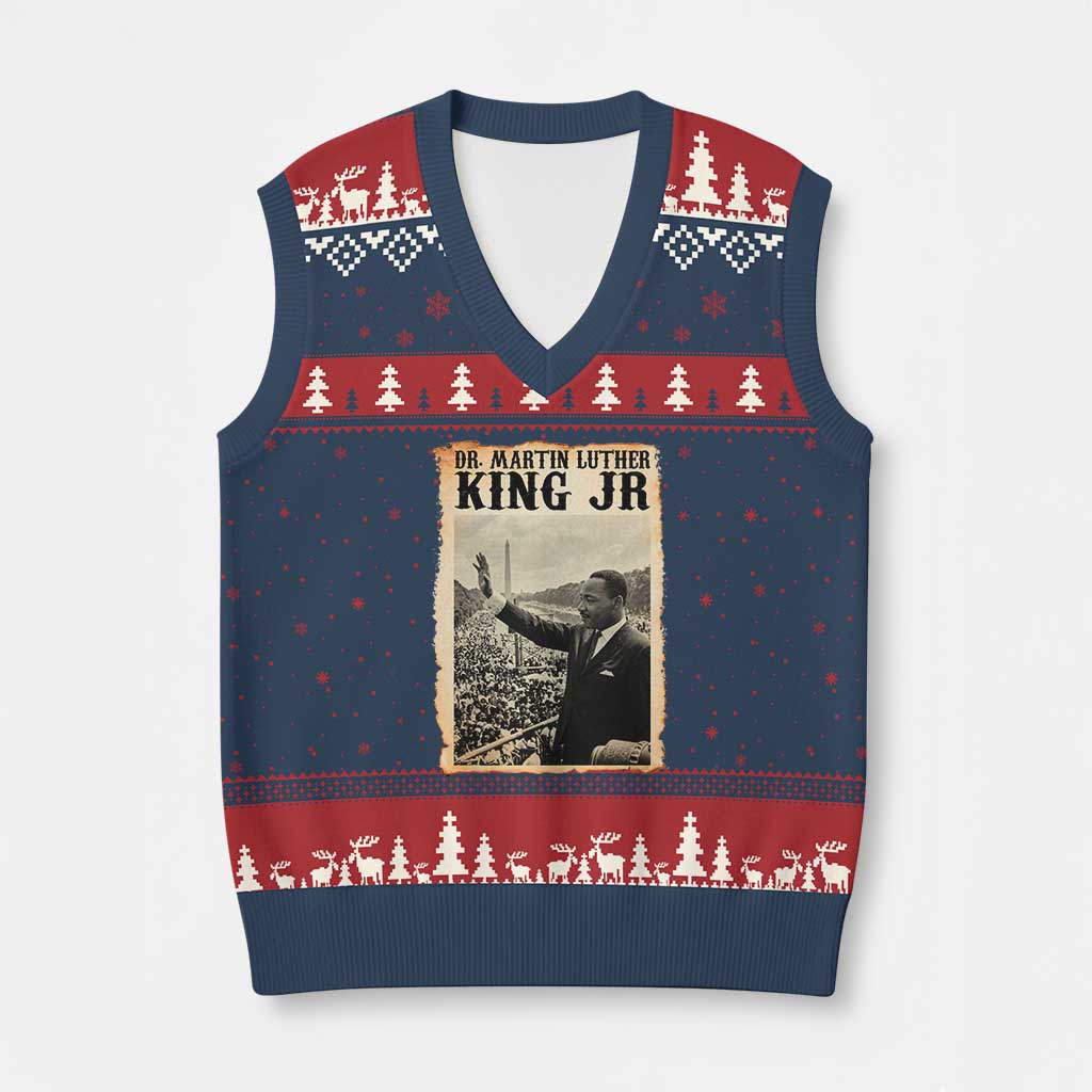 Martin Luther King Jr MLK Day V-Neck Knit Sweater Vest - Wonder Print Shop