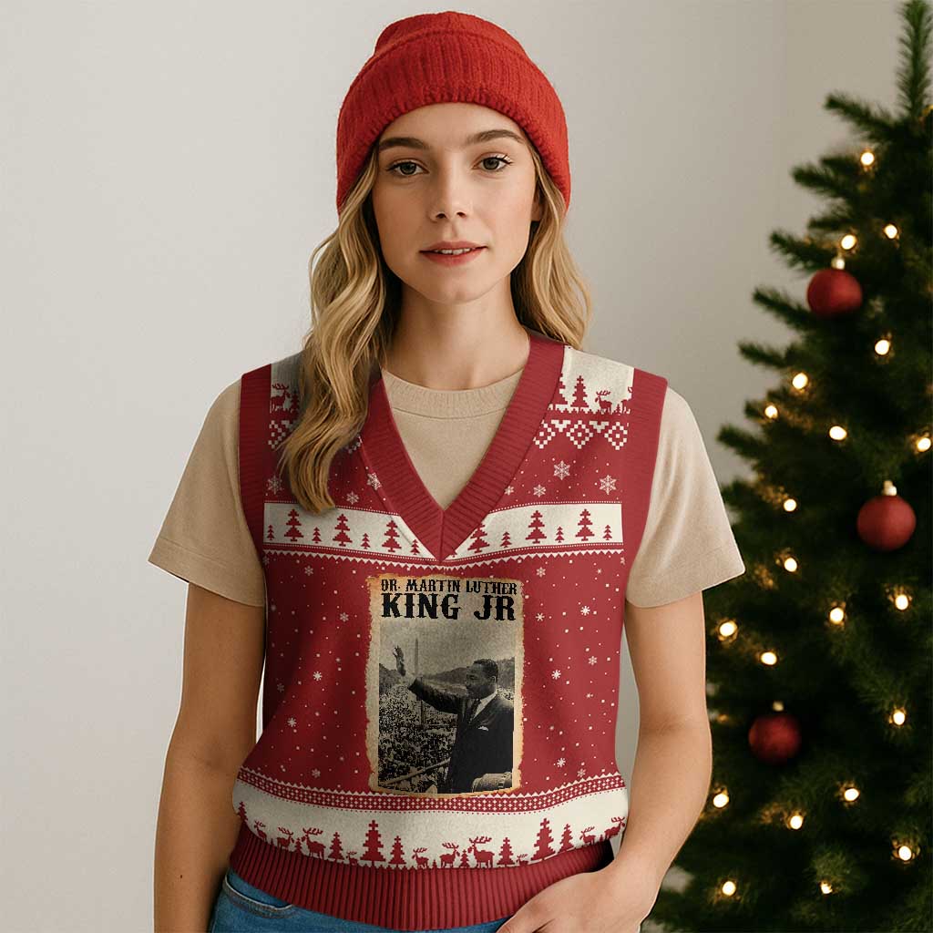 Martin Luther King Jr MLK Day V-Neck Knit Sweater Vest - Wonder Print Shop