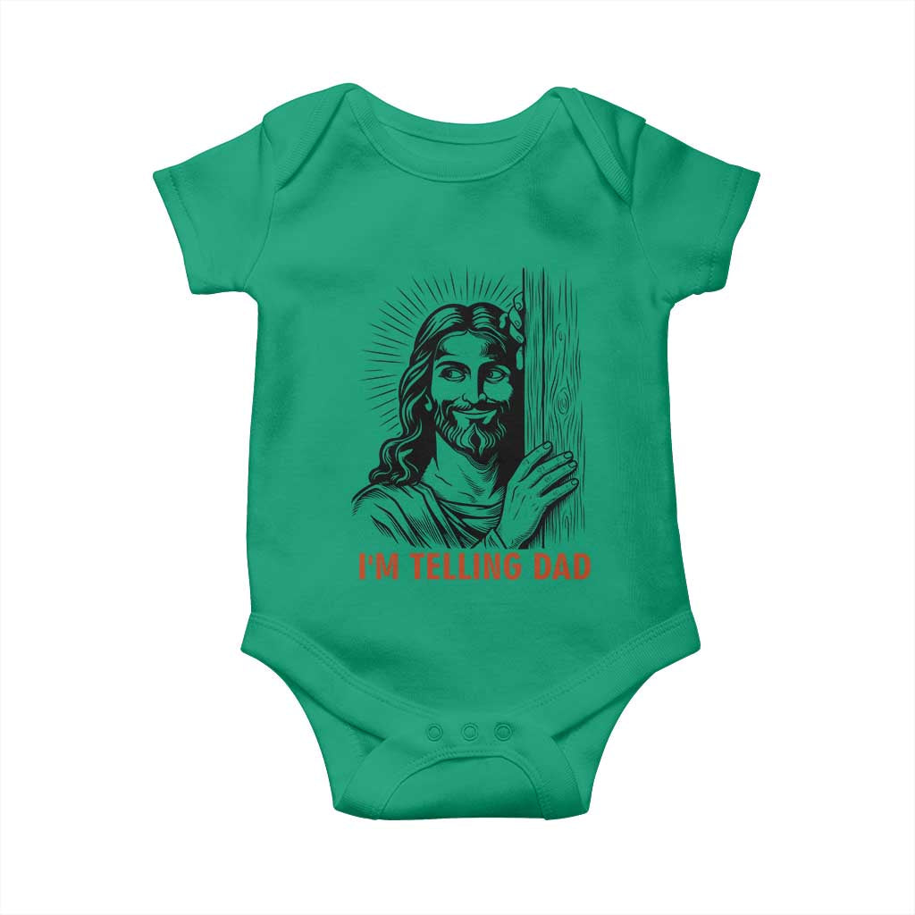 Funny Jesus Christian Meme Baby Onesie I Am Telling Dad