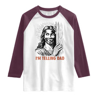 Funny Jesus Christian Meme Raglan Shirt I Am Telling Dad