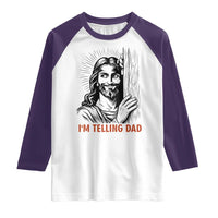 Funny Jesus Christian Meme Raglan Shirt I Am Telling Dad