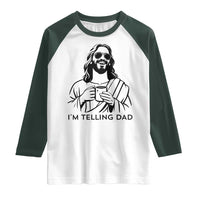 Funny Jesus Meme Raglan Shirt I Am Telling Dad