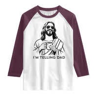 Funny Jesus Meme Raglan Shirt I Am Telling Dad