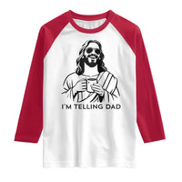 Funny Jesus Meme Raglan Shirt I Am Telling Dad