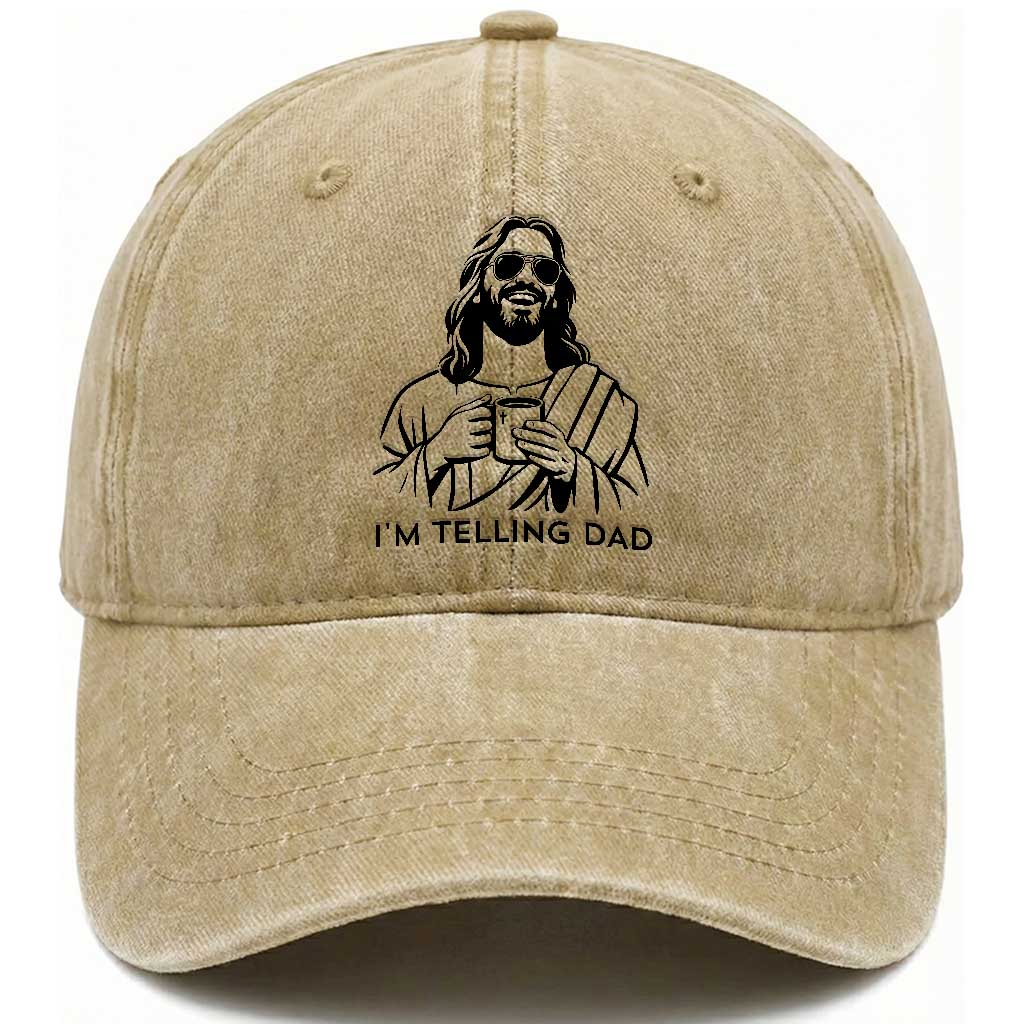 Funny Jesus Meme Washed Cotton Baseball Cap I Am Telling Dad