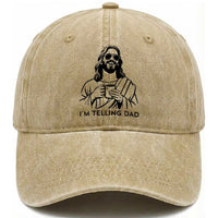 Funny Jesus Meme Washed Cotton Baseball Cap I Am Telling Dad