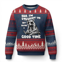 Funny Raccon Sarcastic Ugly Christmas Sweater Bro I Am Straight Up Not Even Having A Good Time