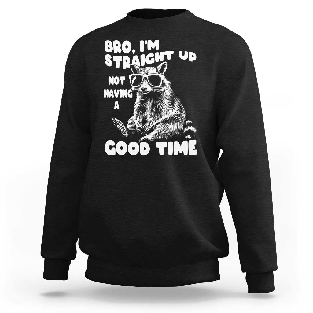 Funny Raccon Sarcastic Sweatshirt Bro I Am Straight Up Not Even Having A Good Time