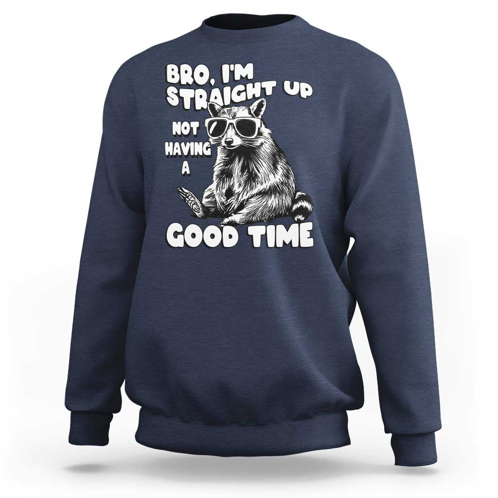 Funny Raccon Sarcastic Sweatshirt Bro I Am Straight Up Not Even Having A Good Time