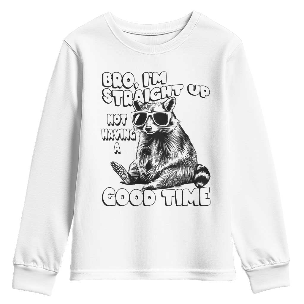 Funny Raccon Sarcastic Youth Sweatshirt Bro I Am Straight Up Not Even Having A Good Time