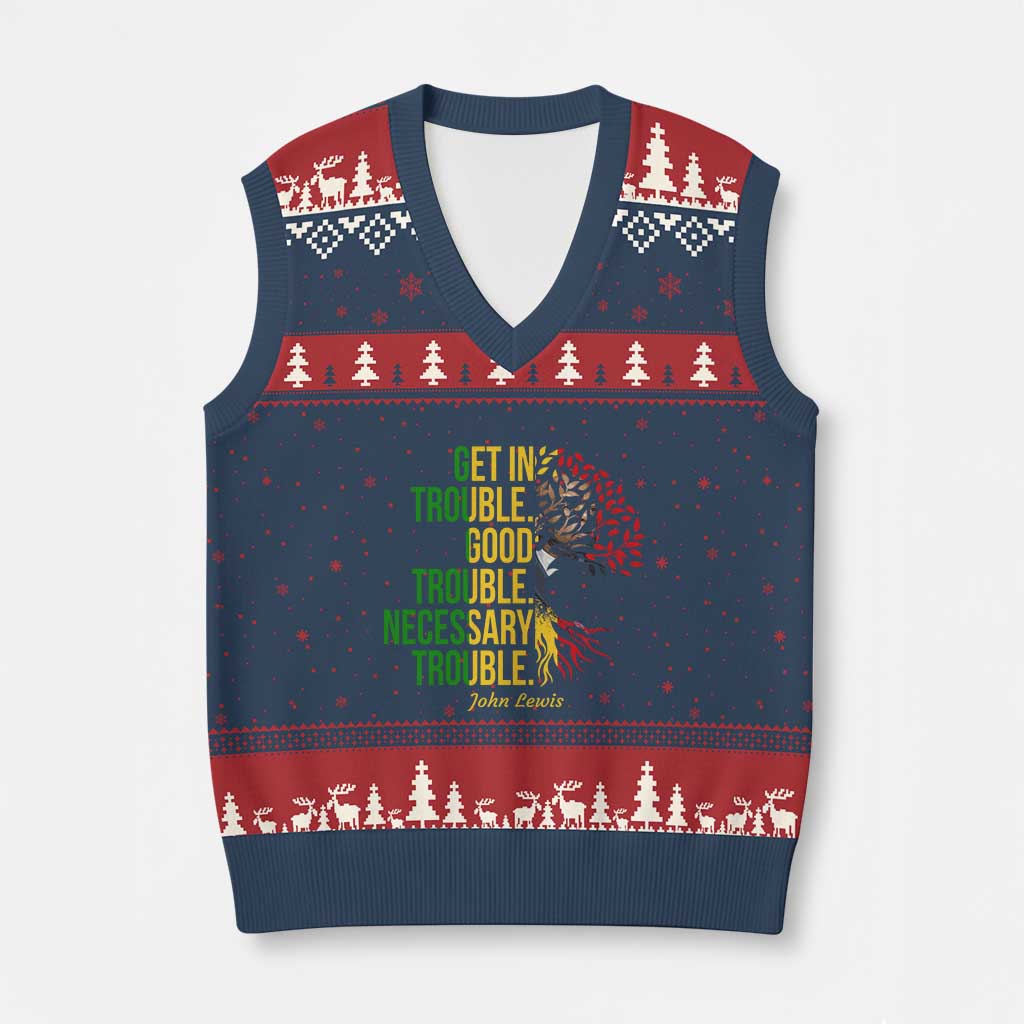 John Lewis Quote Civil Rights V-Neck Knit Sweater Vest Get in Good Necessary Trouble