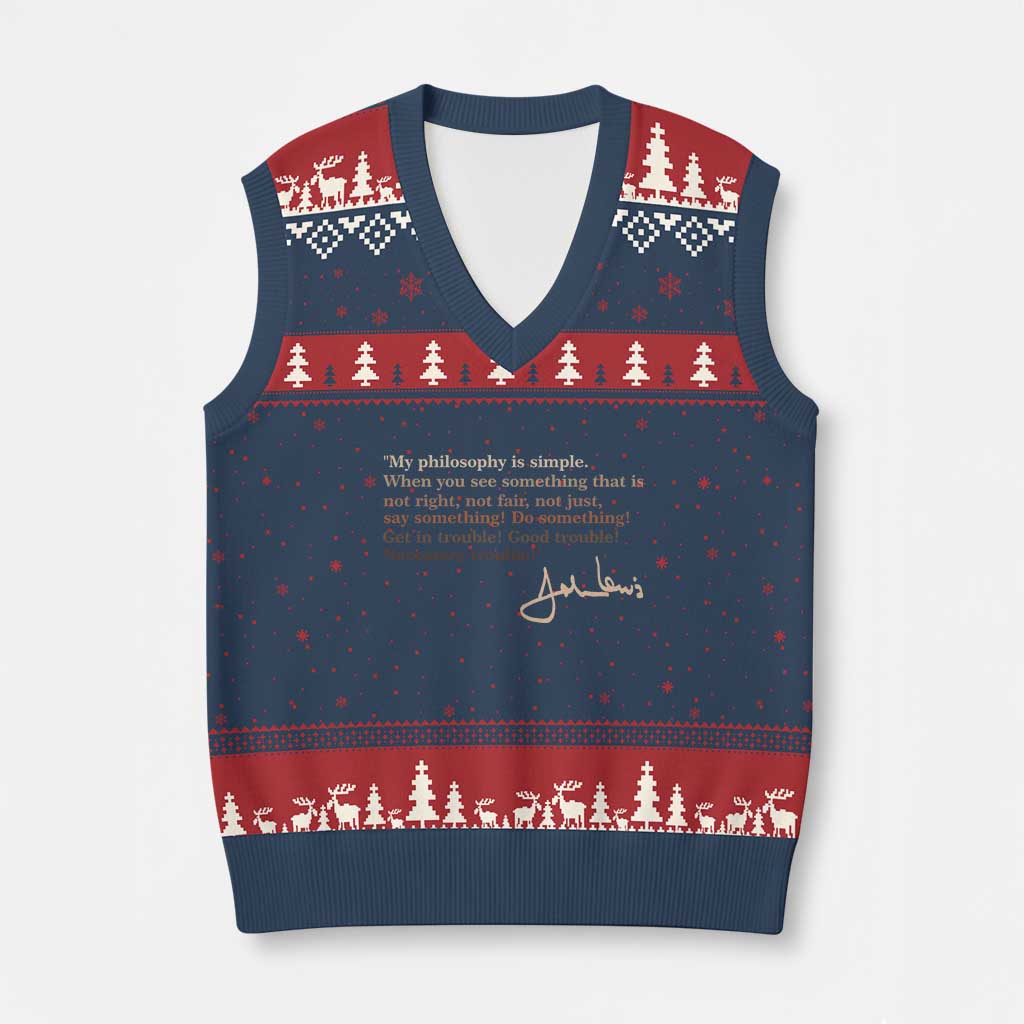 John Lewis Quote V-Neck Knit Sweater Vest Black History Month