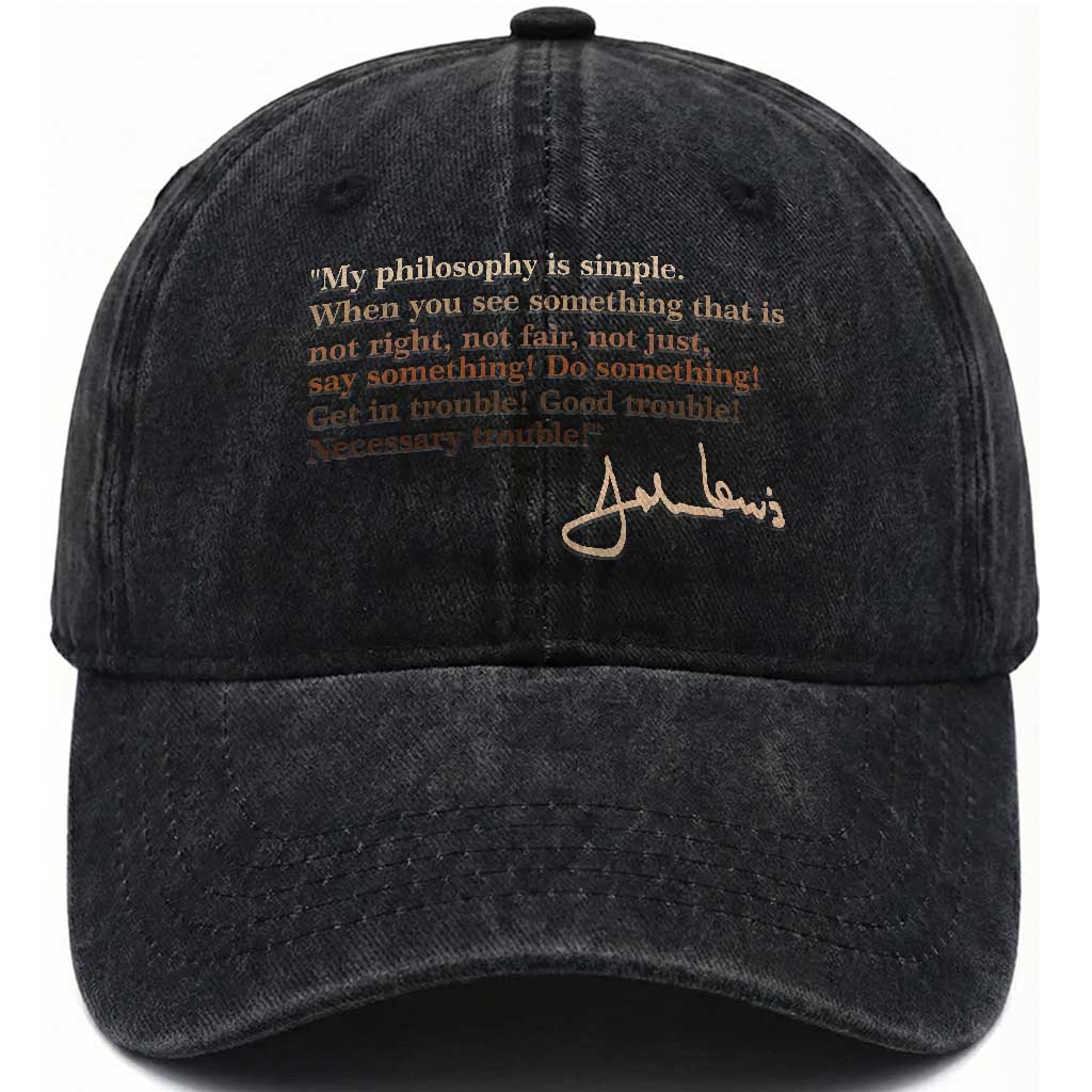 John Lewis Quote Washed Cotton Baseball Cap Black History Month