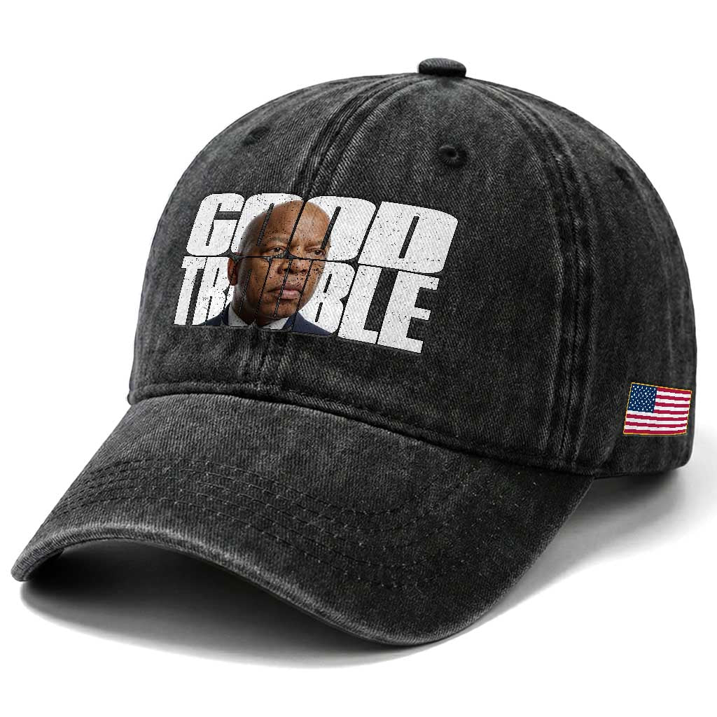 John Lewis Quote Affrican American Washed Cotton Baseball Cap Black History Good Trouble