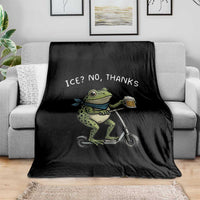 Funny Frog Anti ICE Political Protest Throw Blanket Ice? No Thanks