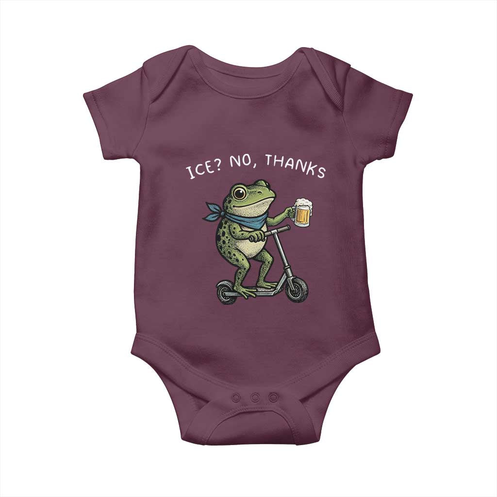 Funny Frog Anti ICE Political Protest Baby Onesie Ice? No Thanks
