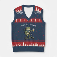 Funny Frog Anti ICE Political Protest V-Neck Knit Sweater Vest Ice? No Thanks