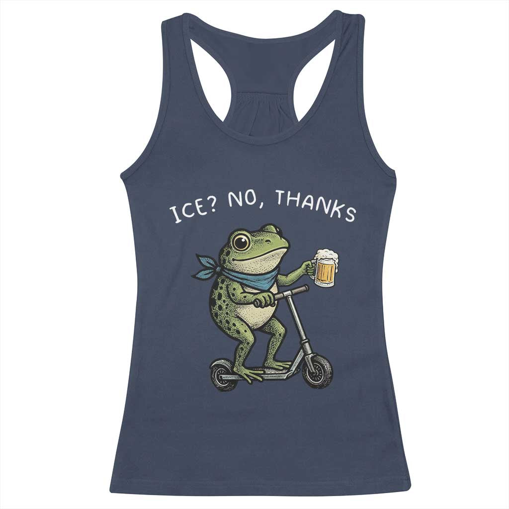 Funny Frog Anti ICE Political Protest Racerback Tank Top Ice? No Thanks