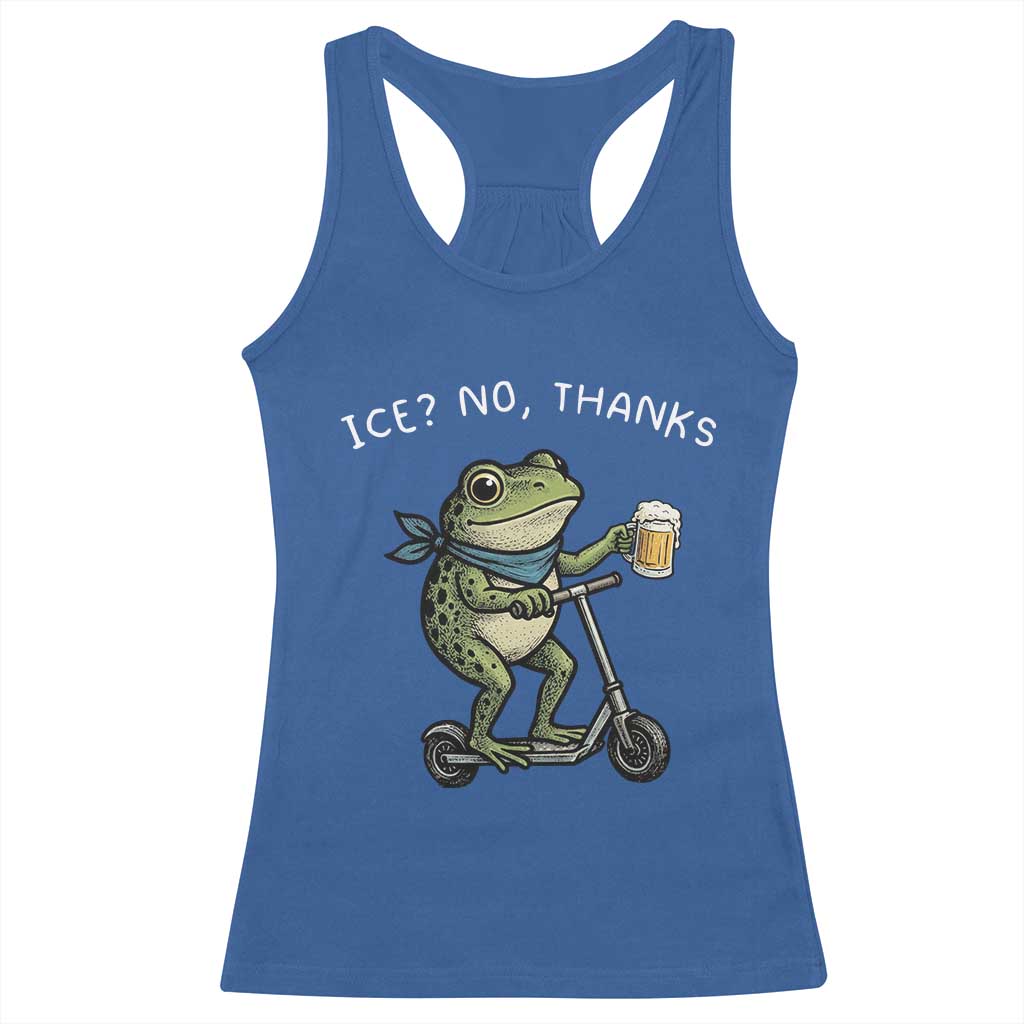 Funny Frog Anti ICE Political Protest Racerback Tank Top Ice? No Thanks