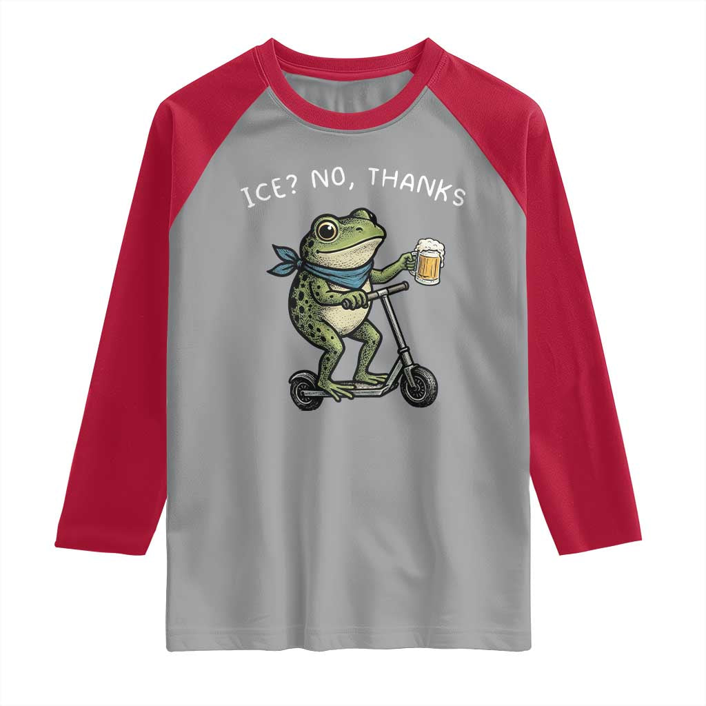 Funny Frog Anti ICE Political Protest Raglan Shirt Ice? No Thanks