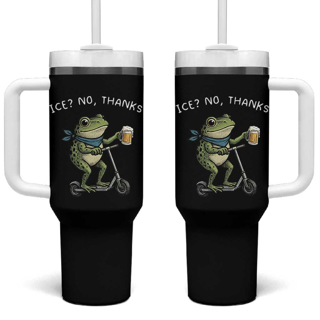Funny Frog Anti ICE Political Protest Tumbler With Handle Ice? No Thanks