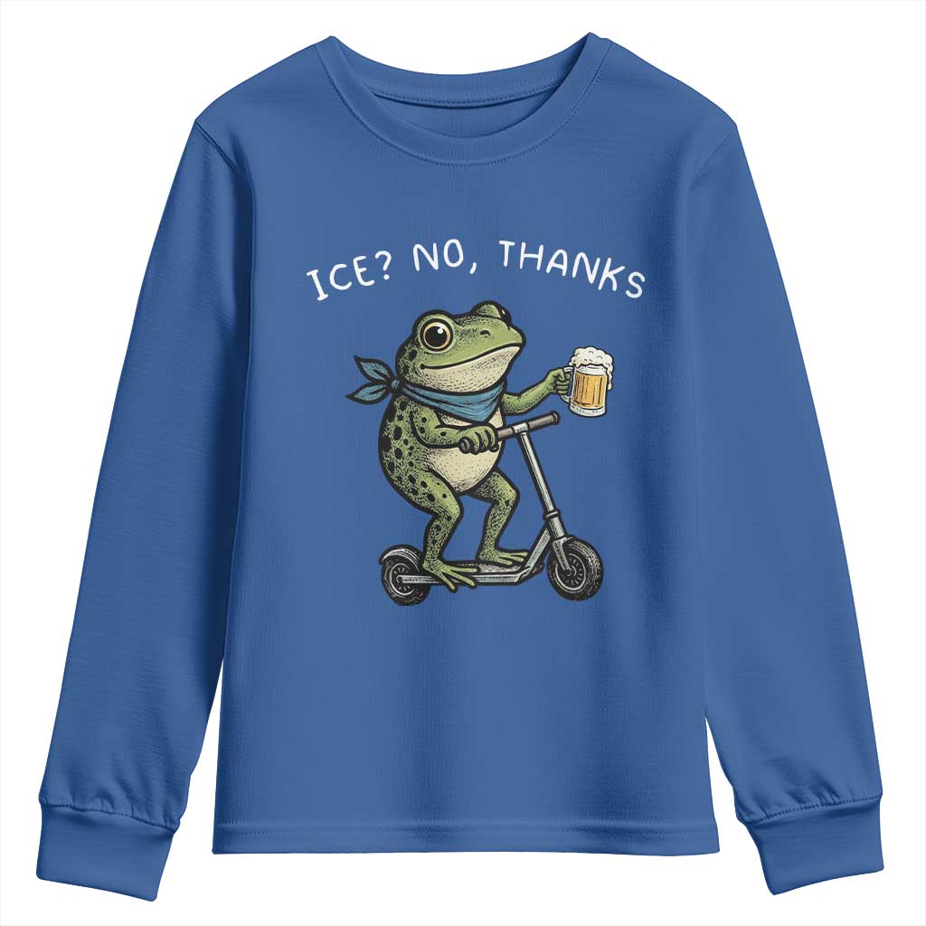 Funny Frog Anti ICE Political Protest Youth Sweatshirt Ice? No Thanks