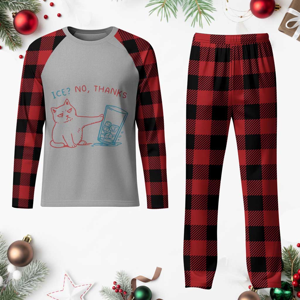 Funny Cat Anti ICE Political Protest Plaid Pajama Set Ice? No Thanks