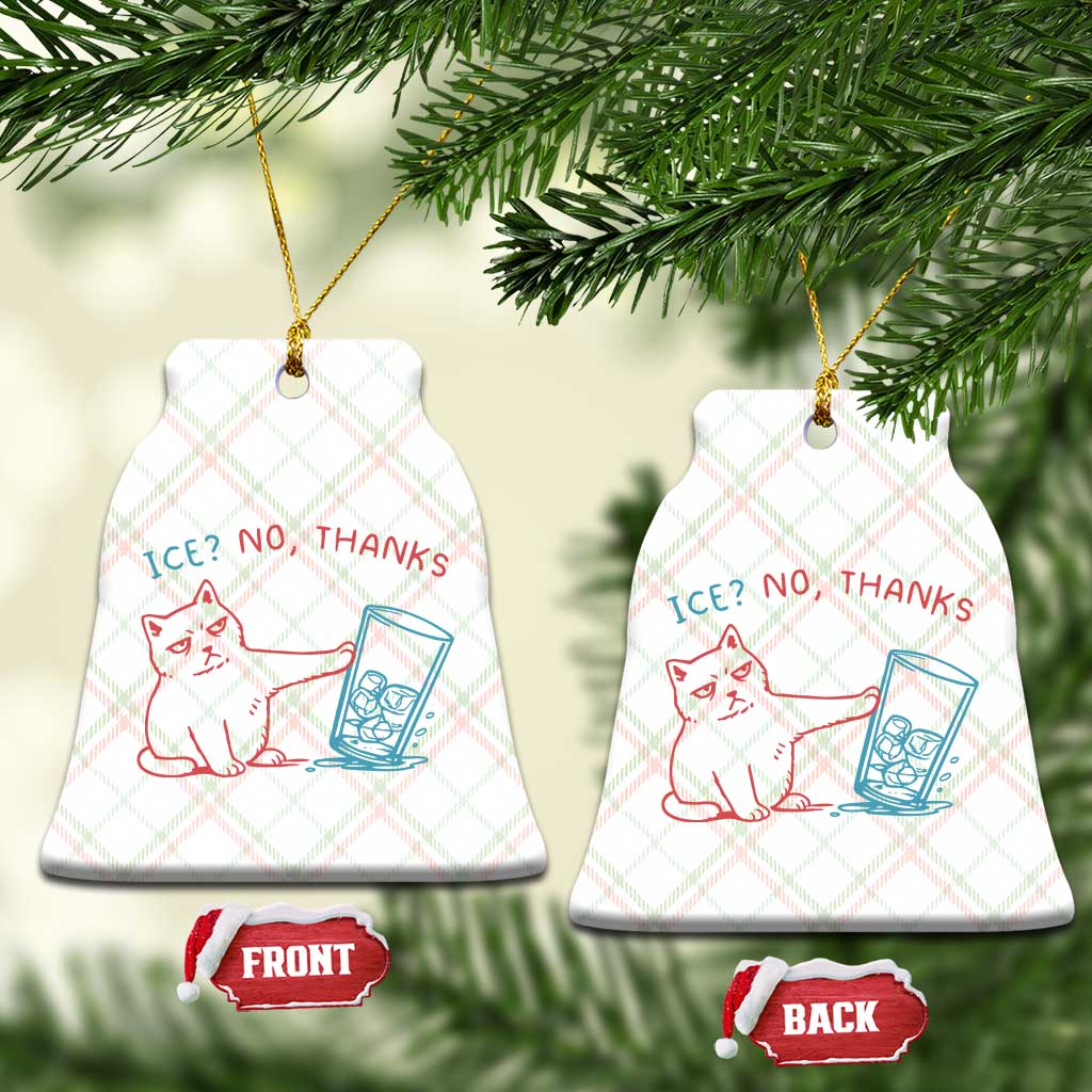 Funny Cat Anti ICE Political Protest Ceramic Ornament Ice? No Thanks