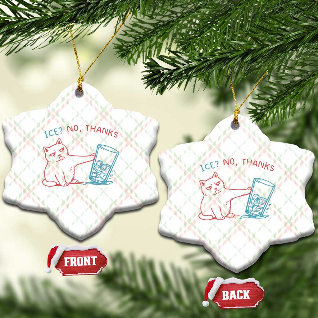 Funny Cat Anti ICE Political Protest Ceramic Ornament Ice? No Thanks